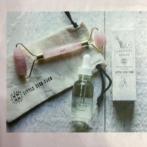 Genuine Rose quartz facial roller and elasticity serum